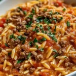 Creamy Tomato Ground Beef Orzo Skillet 4 Creamy Tomato Ground Beef Orzo Skillet