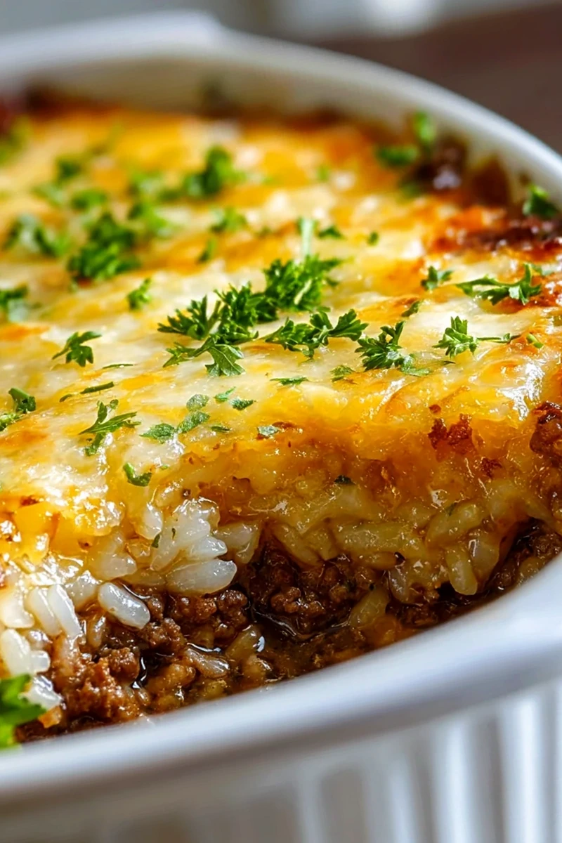 Savory French Onion Ground Beef & Rice Casserole 3 Savory French Onion Ground Beef & Rice Casserole