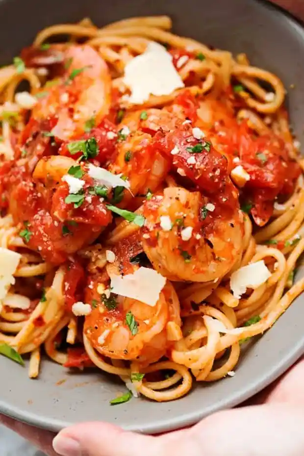 Spicy Shrimp Pasta with Tomatoes and Garlic 3 Recipe image