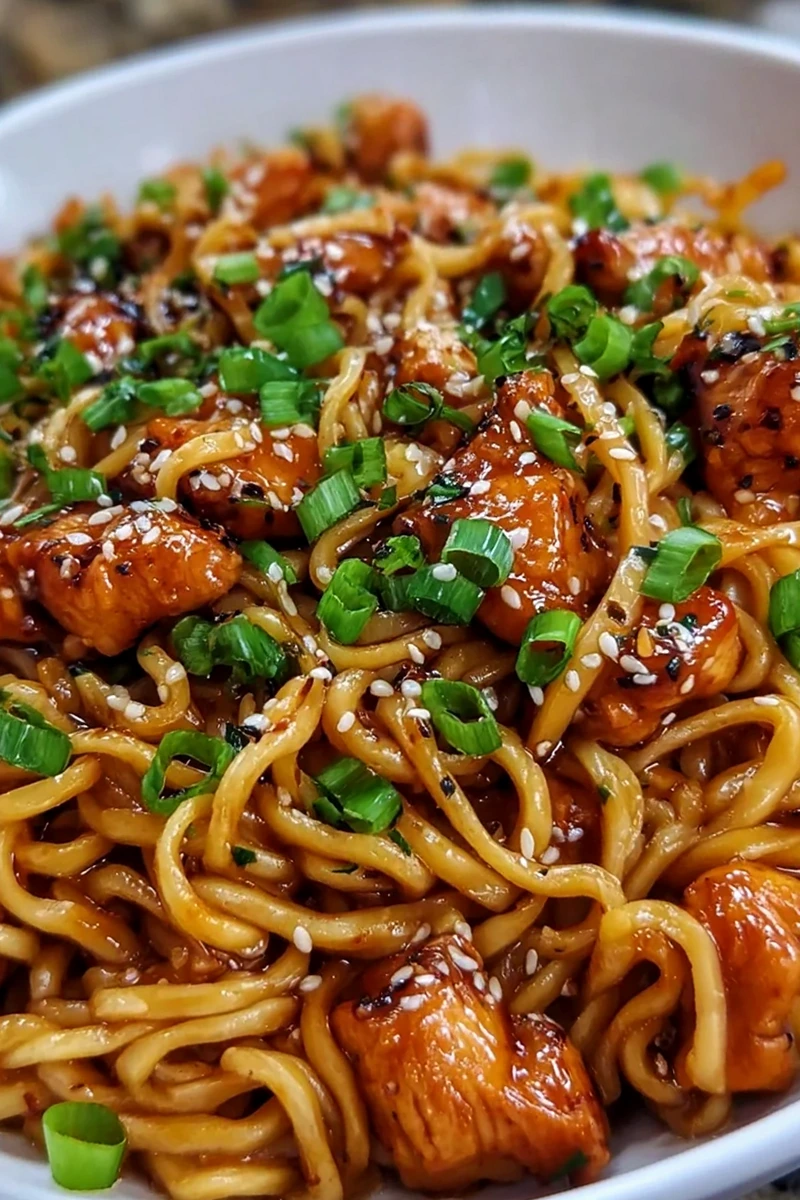 Savory Sticky Garlic Chicken Noodles 3 Recipe image