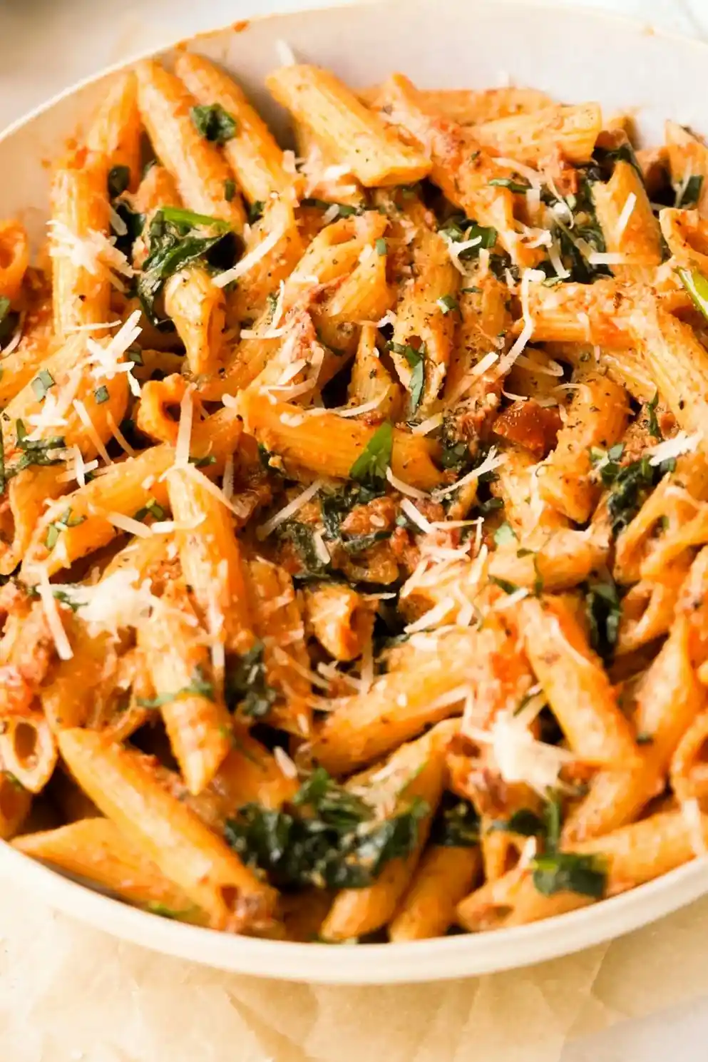 Healthy Sun Dried Tomato Pasta with Spinach 3 Recipe image
